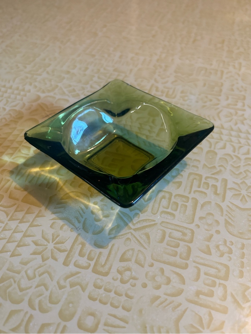 Vintage Green Glass Decorative Bowl/ashtray - Home Art